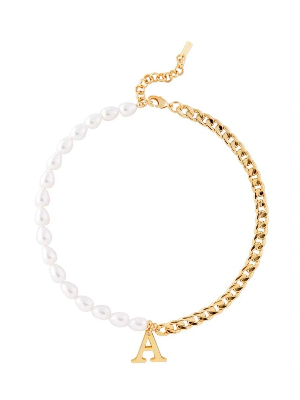joolz by martha calvo Pearl and Chain Initial A  Necklace Used Once